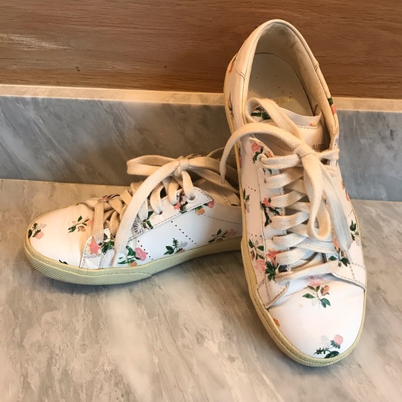 Saint Laurent white floral sneakers sz 36 - Picture 2 of 8
